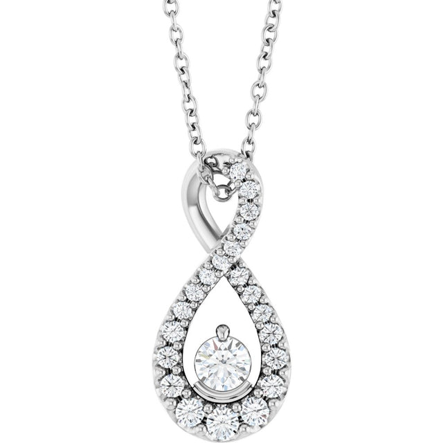 14K White Gold 1/4 CTW Lab-Grown Diamond 16-18" Necklace