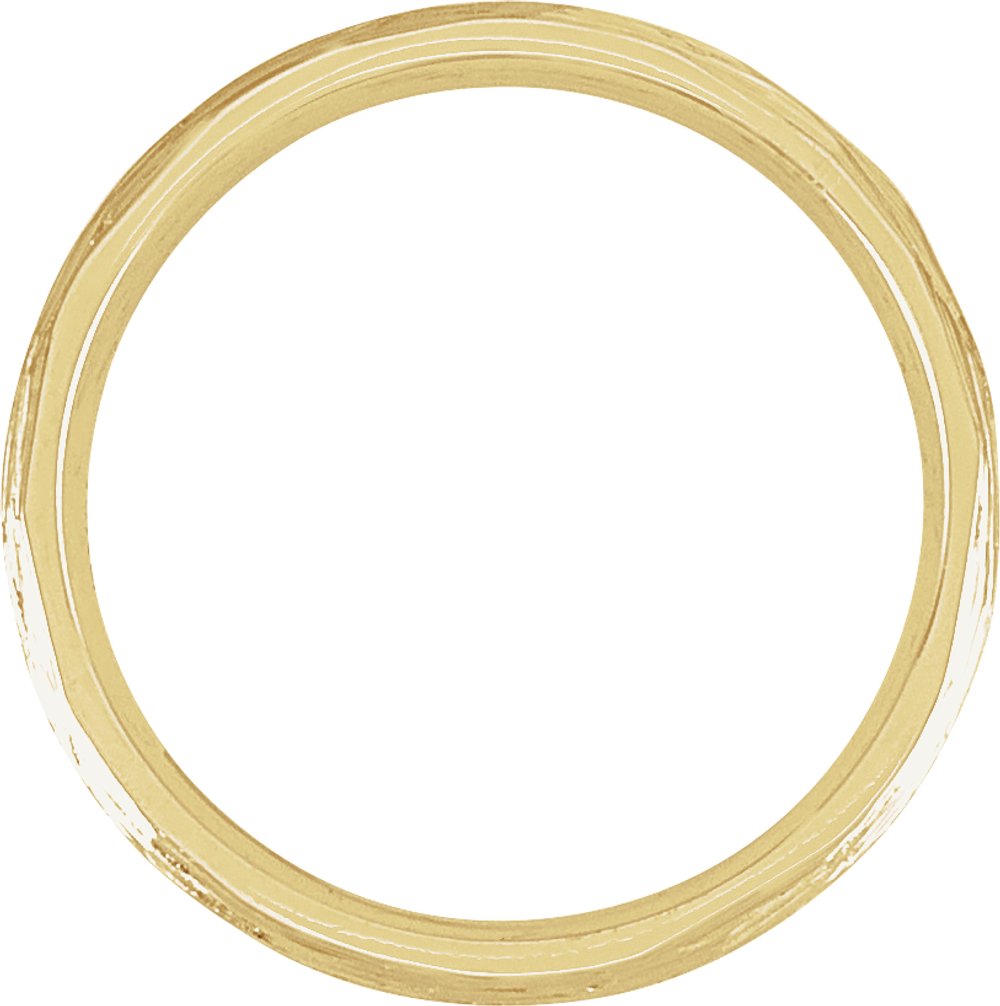 14K Yellow Gold 4 mm Tree Bark-Inspired Comfort-Fit Flat Band Size 6.5