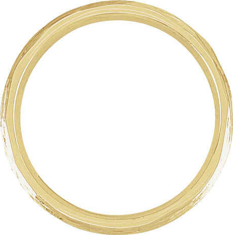 14K Yellow Gold 4 mm Tree Bark-Inspired Comfort-Fit Flat Band Size 6.5