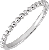 14K White Gold Beaded Band