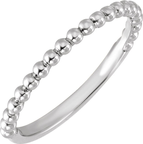 14K White Gold Beaded Band