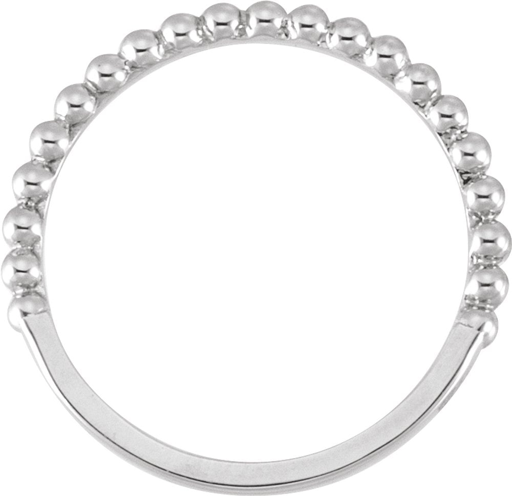14K White Gold Beaded Band