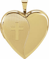 14K Yellow Gold 25x19 mm Heart Cross Locket
