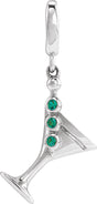Sterling Silver Lab-Grown Emerald Martini Charm/Pendant