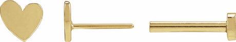 14K Yellow 4 mm Asymmetrical Heart Earrings