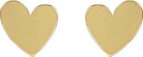 14K Yellow Gold 4 mm Asymmetrical Heart Earrings