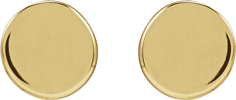 14K Yellow Gold 3 mm Engravable Disc Earrings