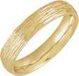 14K Yellow Gold 4 mm Tree Bark-Inspired Comfort-Fit Flat Band Size 6.5