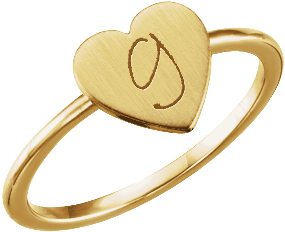 14K Yellow Gold Be Posh® Engravable Heart Signet Ring 