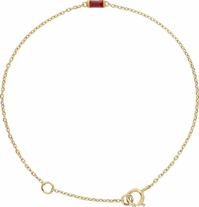 14K Yellow Gold Natural Ruby 6 1/2-7 1/2" Bracelet