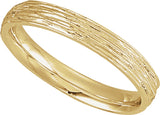 14K Yellow 3 mm Tree Bark-Inspired Comfort-Fit Flat Band Size 5.5
