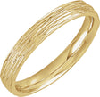 14K Yellow 3 mm Tree Bark-Inspired Comfort-Fit Flat Band Size 5.5