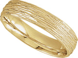 14K Yellow 5 mm Tree Bark-Inspired Comfort-Fit Flat Band Size 11.5