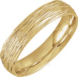 10K Yellow Gold 5 mm Tree Bark-Inspired Comfort-Fit Flat Band Size 8.5