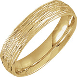 10K Yellow Gold 5 mm Tree Bark-Inspired Comfort-Fit Flat Band Size 8.5