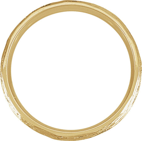 14K Yellow Gold 5 mm Tree Bark-Inspired Comfort-Fit Flat Band Size 6.5