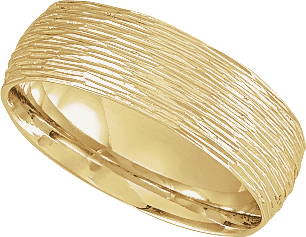 14K Yellow 7 mm Tree Bark-Inspired Comfort-Fit Flat Band