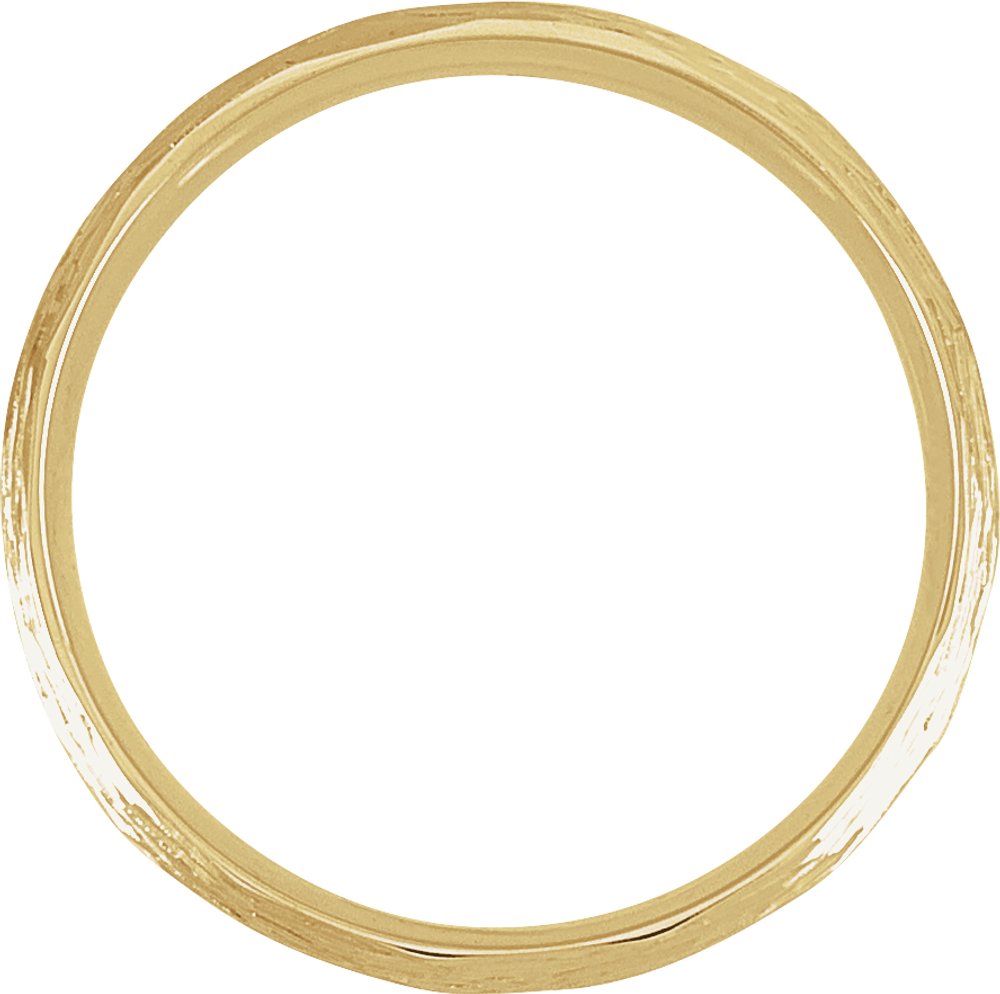 14K Yellow Gold 7 mm Tree Bark-Inspired Comfort-Fit Flat Band Size 9.5