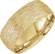 14K Yellow Gold 8 mm Tree Bark-Inspired Comfort-Fit Flat Band Size 10.5