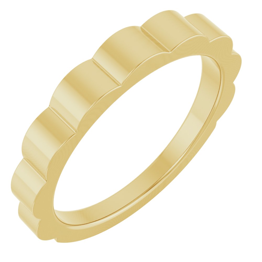 14K Yellow Gold 3 mm Grooved Tapered Band Size 7