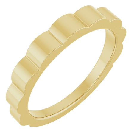 14K Yellow Gold 3 mm Grooved Tapered Band Size 7