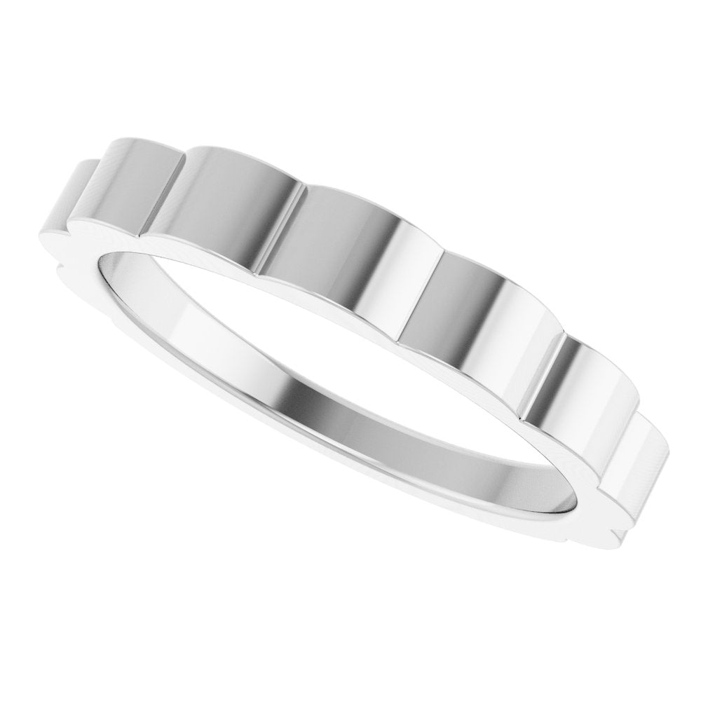 Sterling Silver 3 mm Grooved Tapered Band Size 7