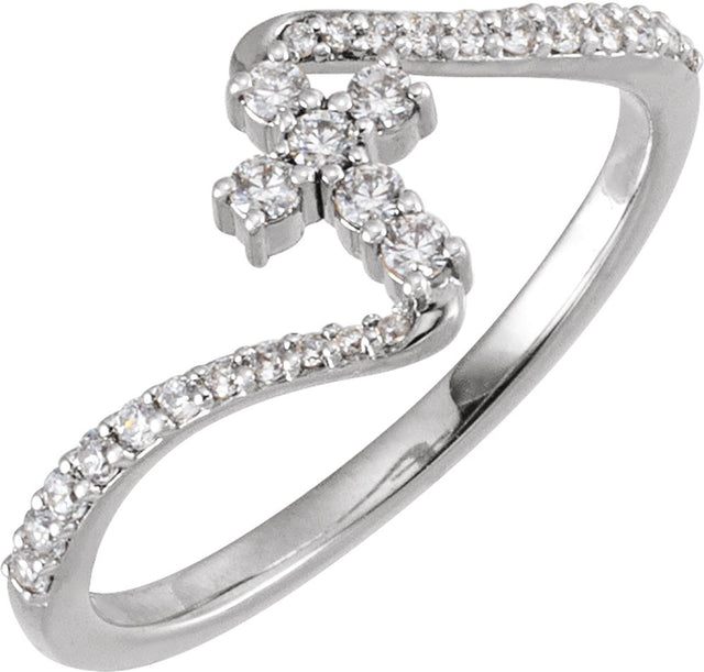 14K White Gold 1/4 CTW Lab-Grown Diamond Cross Ring