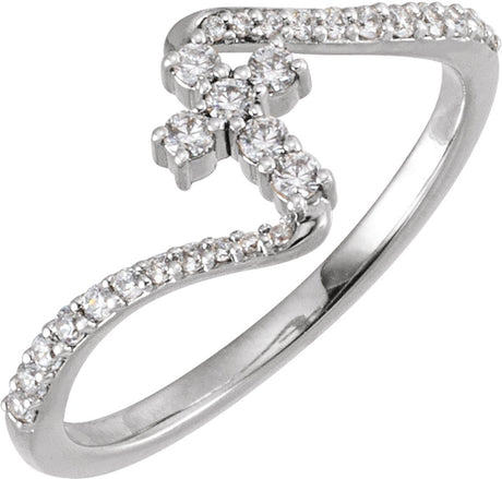 14K White Gold 1/4 CTW Lab-Grown Diamond Cross Ring