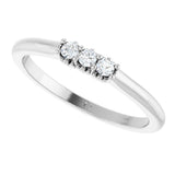 14K White Gold .08 CTW Natural Diamond Three-Stone Anniversary Band