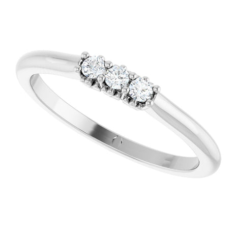 14K White Gold .08 CTW Natural Diamond Three-Stone Anniversary Band