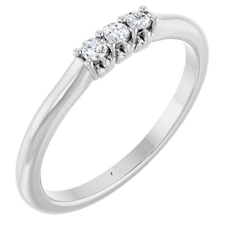 14K White Gold .08 CTW Lab-Grown Diamond Three-Stone Anniversary Band