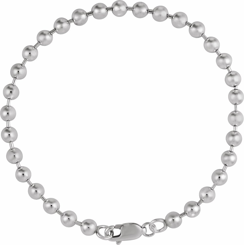Sterling Silver 4.1 mm Bead 7" Chain
