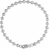 Sterling Silver 4.1 mm Bead 7" Chain