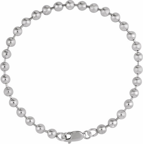 Sterling Silver 4.1 mm Bead 7" Chain