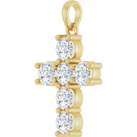 14K Yellow Gold 1 CTW Lab-Grown Diamond Cross Pendant