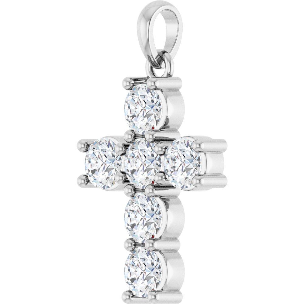 14K White Gold 1 CTW Lab-Grown Diamond Cross Pendant