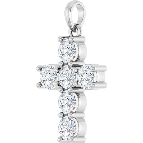 14K White Gold 1 CTW Lab-Grown Diamond Cross Pendant