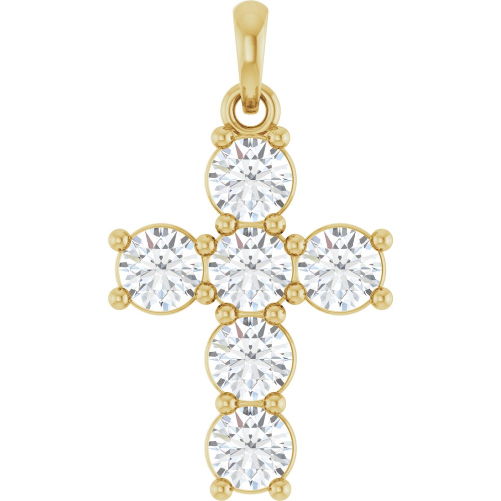 14K Yellow Gold 1 CTW Lab-Grown Diamond Cross Pendant