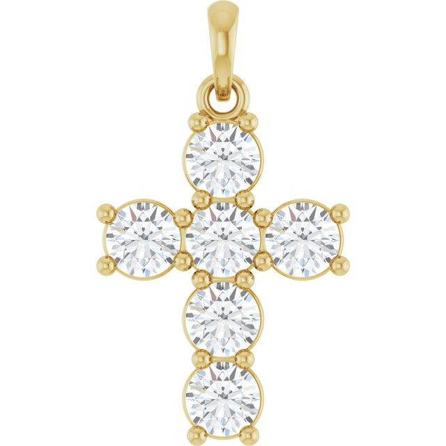 14K Yellow Gold 1 CTW Lab-Grown Diamond Cross Pendant