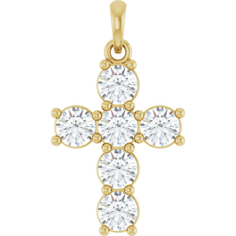 14K Yellow Gold 1 CTW Lab-Grown Diamond Cross Pendant