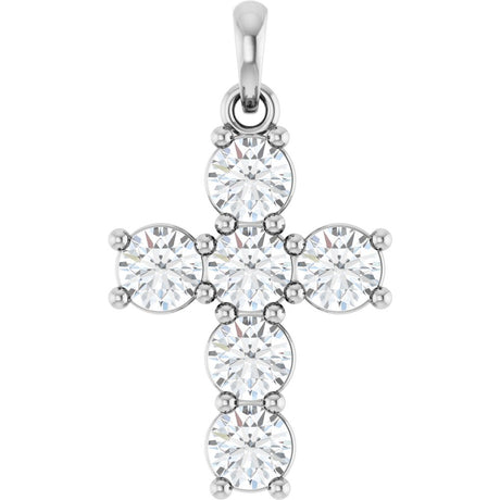 14K White Gold 1 CTW Lab-Grown Diamond Cross Pendant