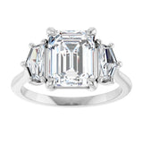 14K White Gold 3 CTW Lab-Grown Diamond Three-Stone Engagement Ring