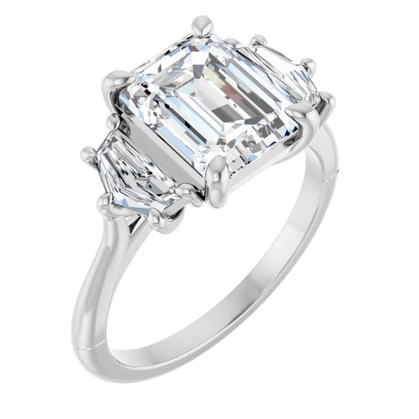 14K White Gold 3 CTW Lab-Grown Diamond Three-Stone Engagement Ring