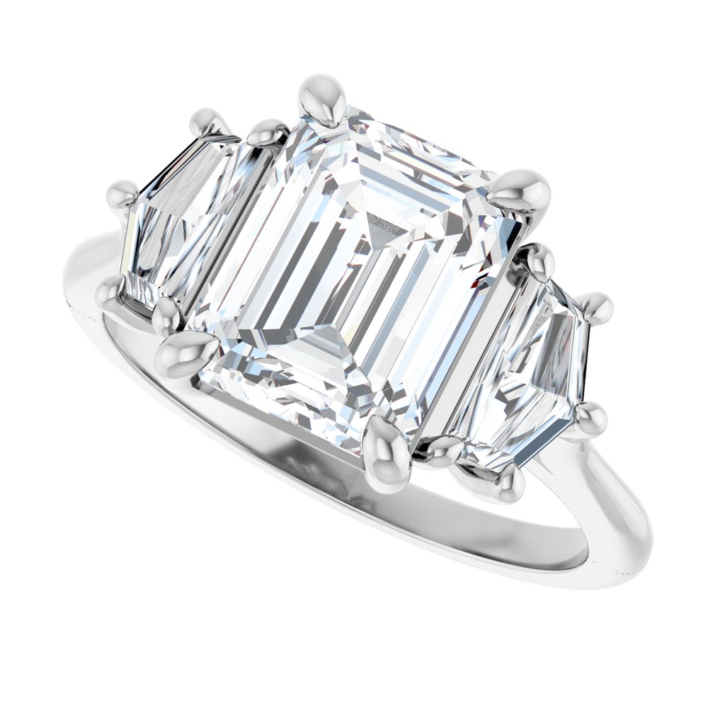 14K White Gold 3 CTW Lab-Grown Diamond Three-Stone Engagement Ring