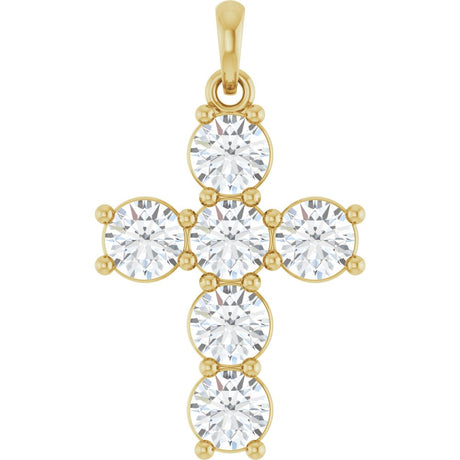 14K Yellow Gold 1 1/2 CTW Lab-Grown Diamond Cross Pendant