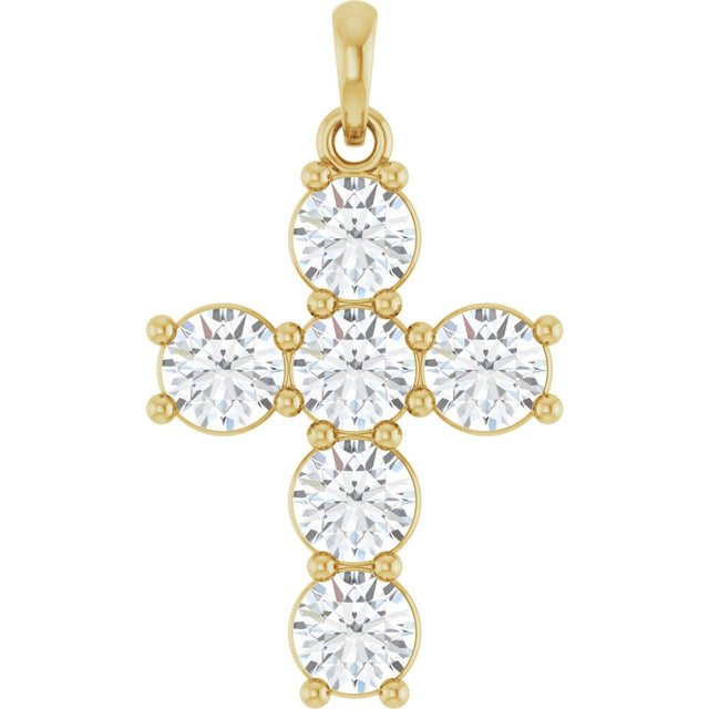 14K Yellow Gold 1 1/2 CTW Lab-Grown Diamond Cross Pendant