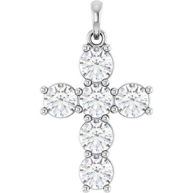 14K White Gold 1 1/2 CTW Lab-Grown Diamond Cross Pendant