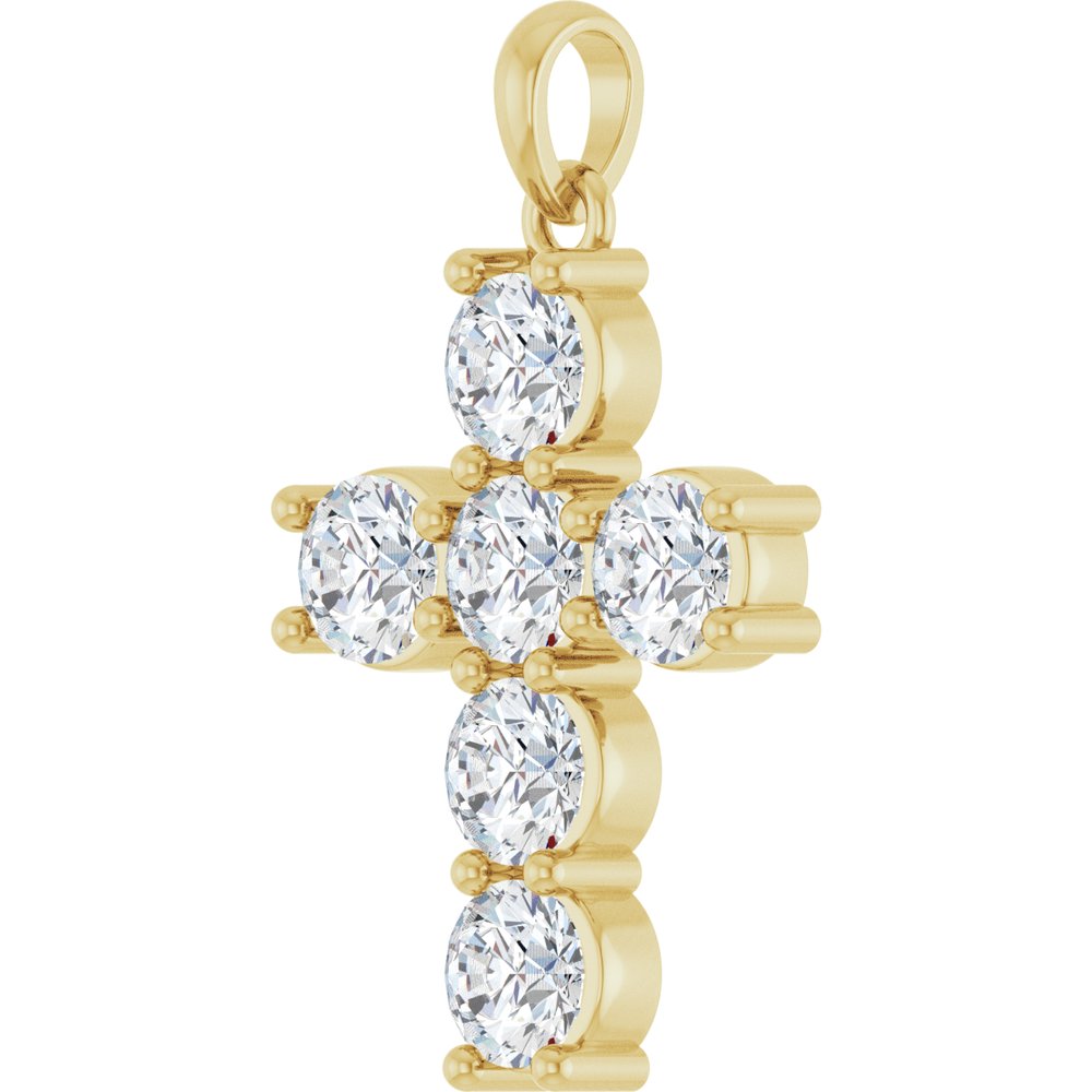 14K Yellow Gold 1 1/2 CTW Lab-Grown Diamond Cross Pendant