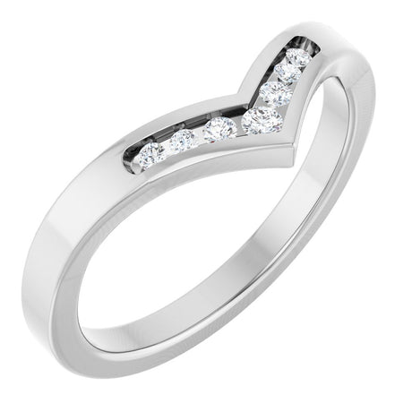 14K White Gold .08 CTW Natural Diamond Contour Band