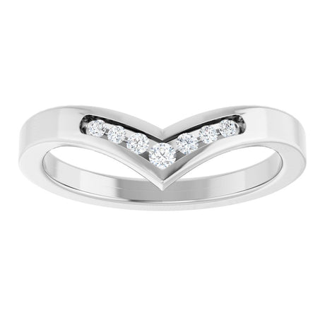 14K White Gold .08 CTW Natural Diamond Contour Band
